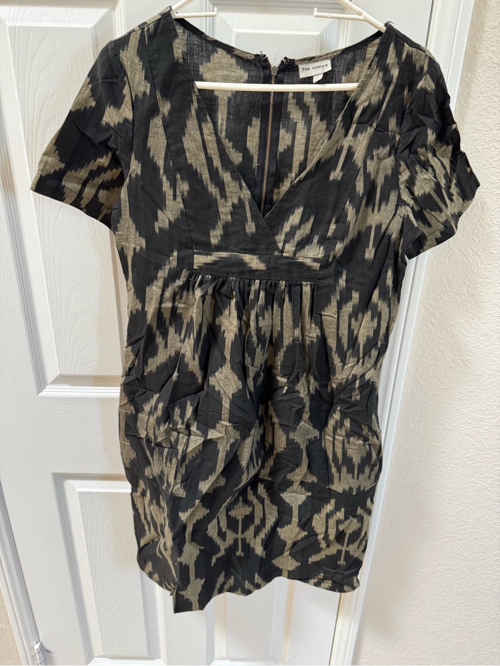 The Odells Black & Taupe Ikat Mini Dress